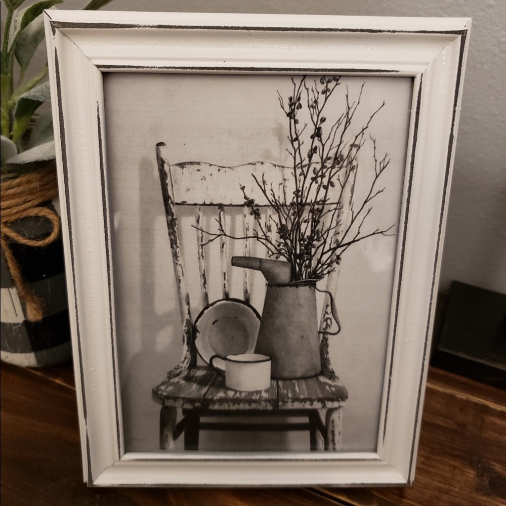 Farmhouse Primitive country chair picture 5x7 w/frame